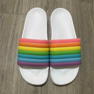 Vibrant Rainbow Slide Sandals